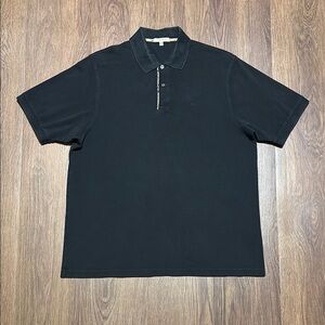 Burberry London Black Polo Shirt XL Classic Nova Check Trim Cotton Designer